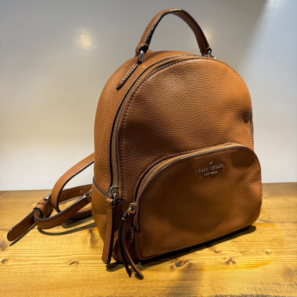 Kate Spade Jackson Medium Leather Backpack Brown Pebbled Leather Gold Tone